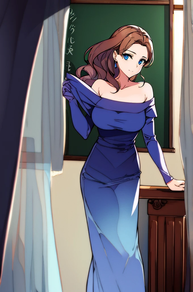 beautiful woman,Teacher's career,holding a wand,Hitting a ,in the classroom