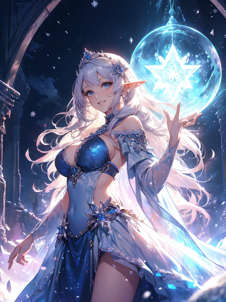 最high quality、1 woman elf facing forward、Succubus、(( cowboy shot ))((underwear))'((low angle1.5 ))、beautiful瞳、tears、、beautiful装飾、brassiere、panty、Ice tiara、Swirling Ice、Crystal of snow、Ice Palace、最high quality , fractal art.Ice Throne、Palace Great Hall、ice World、bikini、beautiful胸、Large Breasts　((Laugh beautifully、))((Glowing ice　))SMqueen、beautiful顔、Orgasm、Ecstasy、全身beautiful装飾の下着、World of Illusions、Ice crystals、Crystal of snow、Ice wall、ice World、Bigger on the front、 beautiful輝き,High-definition depiction, Realistic, 8k, Unity, beautiful太もも,,Giant Devil's Wings、虹colorに輝く翼、、 light smile, Beautifully and vividly drawn, , beautiful beautiful透き通る肌、輝くbeautiful装飾の魔法、、beautiful装飾、 , beautiful、 Romanticism,mosquito。 混沌の最もbeautiful形, Mr..々color, Intertwined flowers, P article,Magical gentle light,smile,,image quality、masterpiece、beautiful顔、Super beautiful elf woman((Big breasted 22 year old office lady、Bust 120,Beautiful long ironed hair、Silver Hair、height: 165cm。、Esbian、、high quality、、Visual Arts、最high quality、1 womanエルフ NP: Worst quality ,beautiful fractal art　、frozen、、light、Beautiful radiance,High-definition depiction, Realistic, 8k, Unity, , light smile, Beautifully and vividly drawn, , Beautiful, beautiful, clear skin、 Countless rays of light pouring down, Swirling Light, big background, , Intense light is emitted from the magic circle in front of the girl. Romanticism,Cowboy Shot:  最high quality　snow palace　　Artwork、uhd