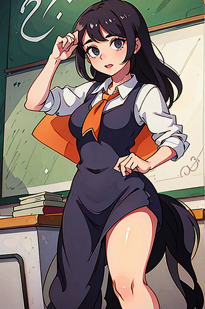 woman,Teacher&#39;s career,holding a wand,in the classroom
