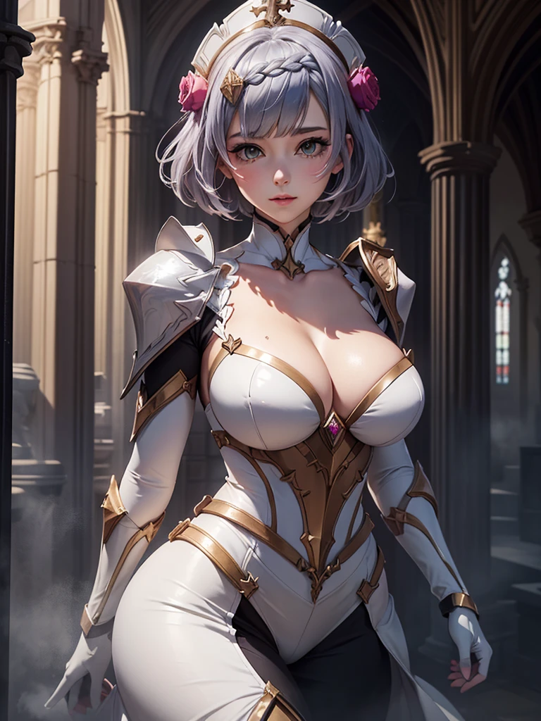 [noelledef]:1.5,((masterpiece,highest quality,Detailed images,Beautiful images))1.4(noelle images、Bob Hair、church、Cathedral、The wind is blowing、Bright lighting overall、Backlight、A fantastic atmosphere、Thick Fog)1.1(Beautiful body lines、Beautiful cleavage)
