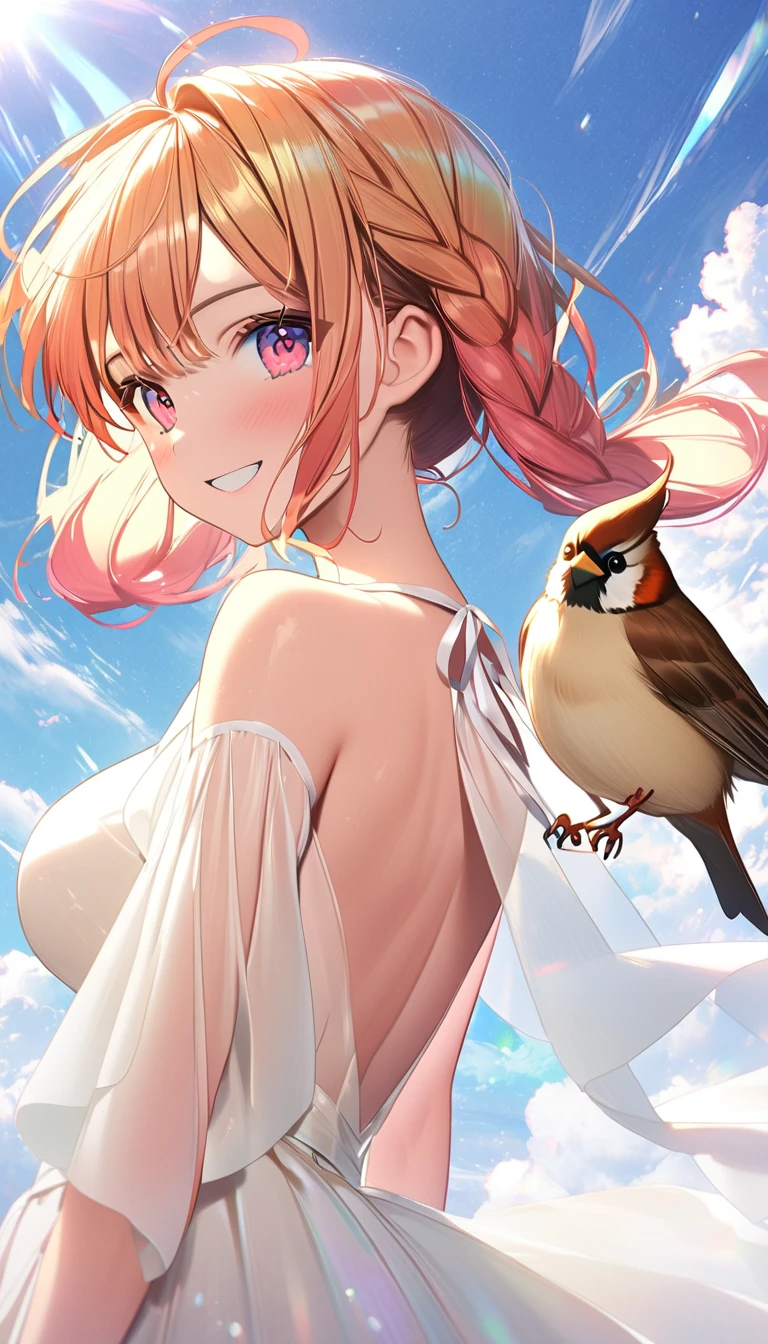 (Highest quality, 8k, 32K, masterpiece, Ultra-high resolution,:1.2),born, One girl,Super cute , Natural light,Clear, shining eyes, 20-year-old ,Fair skin, Sparrow, Brown Haired Girl, naked, Big Breasts