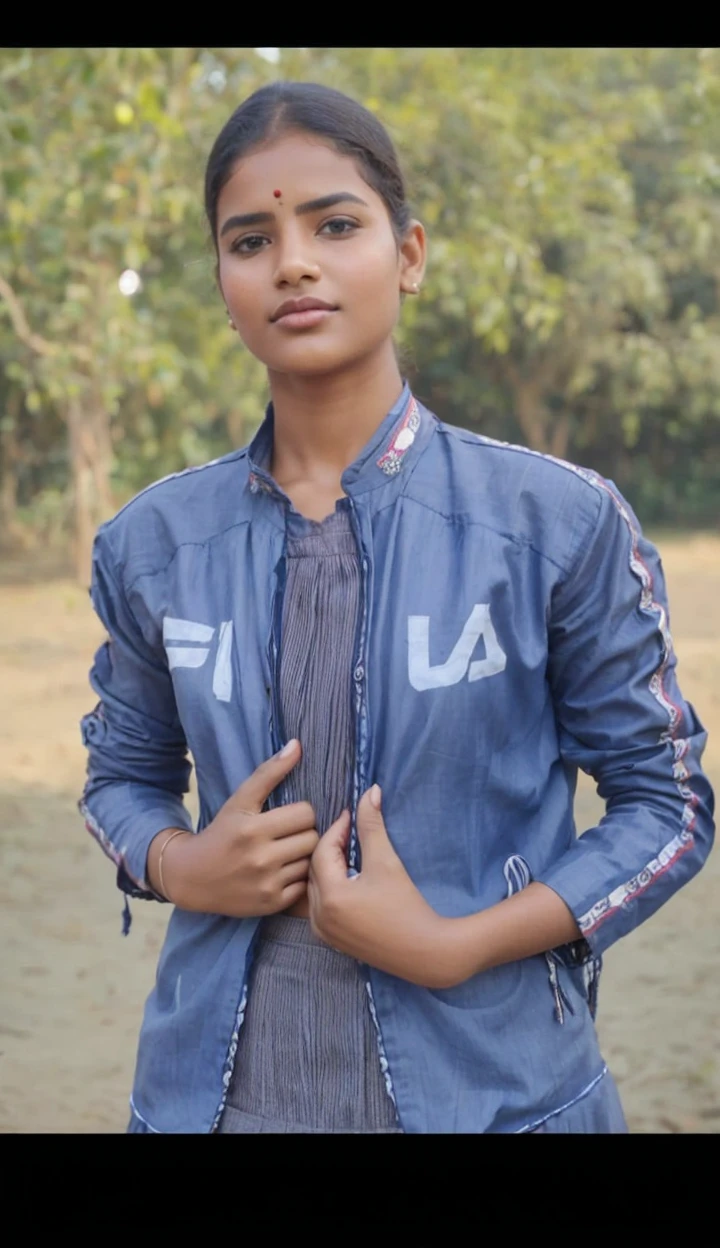 3girls, realistic photograph of three young rustic village belle dressed in an ((unhooked blouse and Indian skirt)) standing inside a farm in rural India, fair skin, curvy and toned body, cute face, full lips, seductive, studio