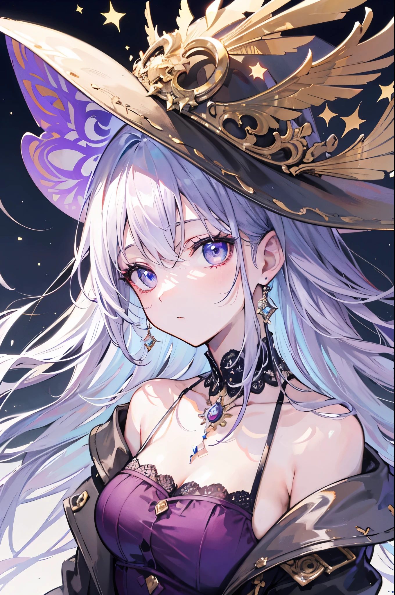 High resolution RAW color art, animation,Sculpture, Silver Marble Skin, (((Highly detailed elegant))), Magical atmosphere, Fine skin, texture,(Exquisitely crafted, The finer details, Super Detail Art), Depth of written boundary, Silky to the touch, Hyper Detail, (Pastel Purple), Beautiful Eyes, Elegant face, Casual jacket, (whole body), necklace, To the sky, Wind browning, Shining sky background
