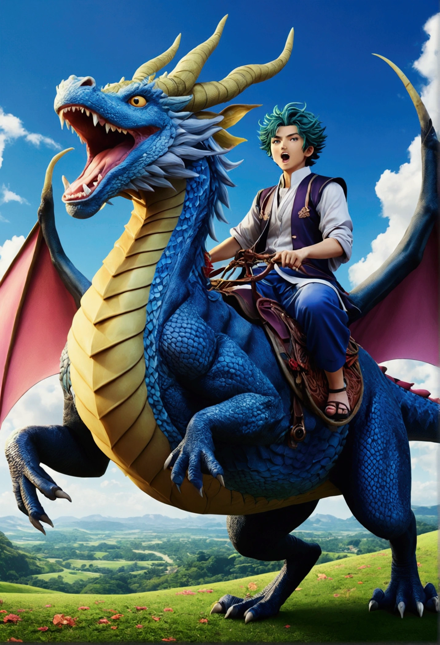 Animated characters riding dragon-like animals, 4K Manga Wallpapers, Amazing anime 8k, Anime Cover, Gyro Zeppeli, Anime Wallpaper, Anime Style 4k, Detailed Key Anime Art, Highly detailed official artwork, Anime Art Wallpapers 8K, Kimetsu no Yaiba, anime key art, Anime Wallpaper4k, Anime Wallpaper 4k 