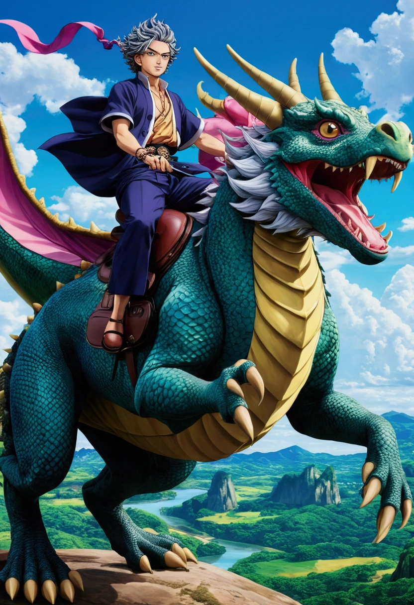 Animated characters riding dragon-like animals, 4K Manga Wallpapers, Amazing anime 8k, Anime Cover, Gyro Zeppeli, Anime Wallpaper, Anime Style 4k, Detailed Key Anime Art, Highly detailed official artwork, Anime Art Wallpapers 8K, Kimetsu no Yaiba, anime key art, Anime Wallpaper4k, Anime Wallpaper 4k