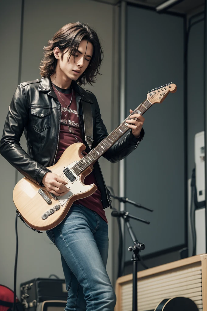 A rocker with a guitar 