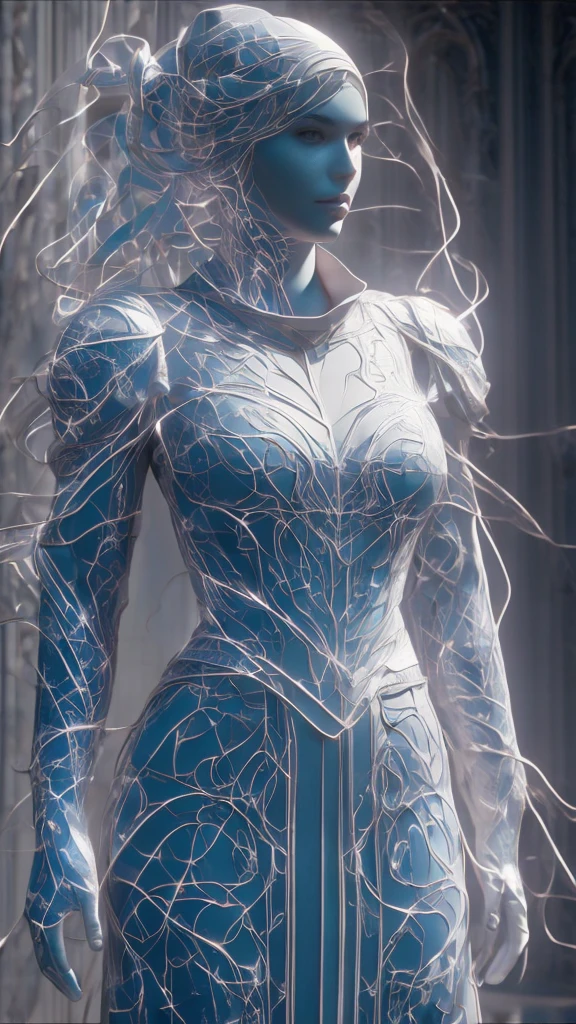 ((Best quality)), (Masterpiece)), (Details:1.4), Beautiful enchantress woman image,hdr,HighDynamicRange),Ray tracing,NVIDIA RTX,Super resolution,Unreal 5,Subsurface scattering,PBR Texture,Post-processing,Anisotropic filtering,Depth of field,Maximum clarity and sharpness,Many-Layer Textures, Albedo and specular maps, Surface coloring, Accurate simulation of light-material interactions, Perfect proportions, Octane rendering, Two-tone lighting, Wide aperture, Low ISO, White balance, Rule of thirds, 8K raw data, Otherworldly, Blue veins, White clothing