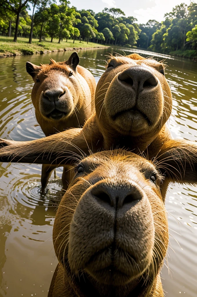 Capybara tomandose una selfie
