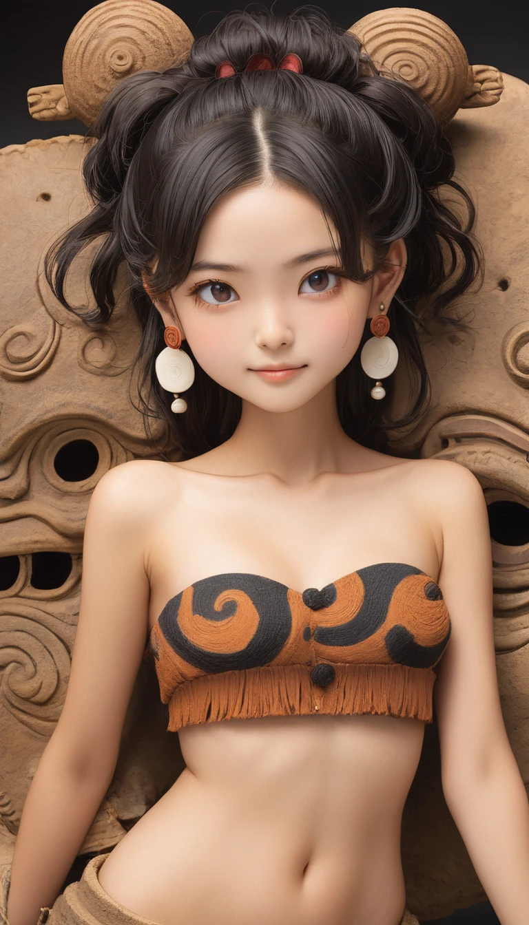 (masterpiece, Highest quality:1.2), One girl, alone,bony body、15 years old、Earrings、Jomon Period