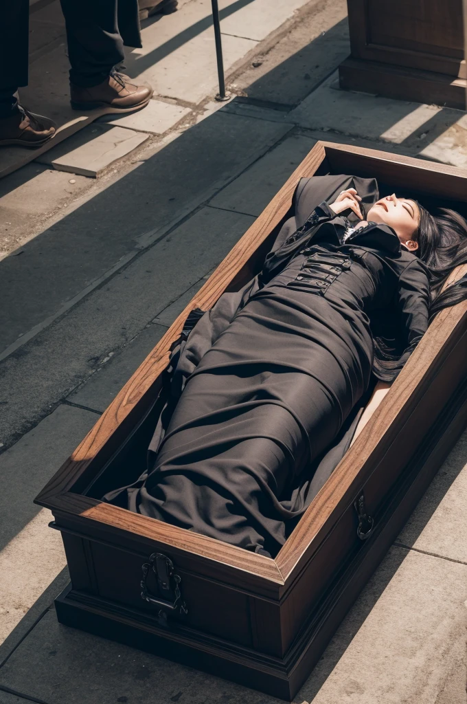 A corpse rising from the coffin