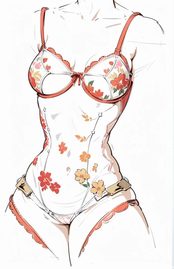 score_9, score_8_up, score_7_up light colors, watercolors, warm rays of light, ( lineart:1.4), thick outlines, (thick outlines:1.4), clean line art, sketch, manga, graphic novel, warm red sunlight, lingerie, flowers