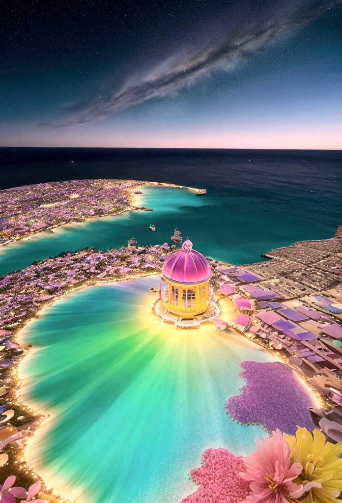 Landscape Photography，Deep Sea Paradise，Bright glow of iridescent colors，A wonderful utopia，Healing，Bright colors，An atmosphere of happiness and hope，High-definition, realistic depiction，8k．