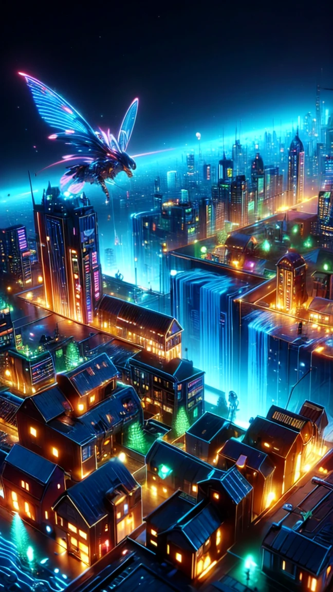 top quality, future world, State-of-the-art robot, flying small puppy, wing,