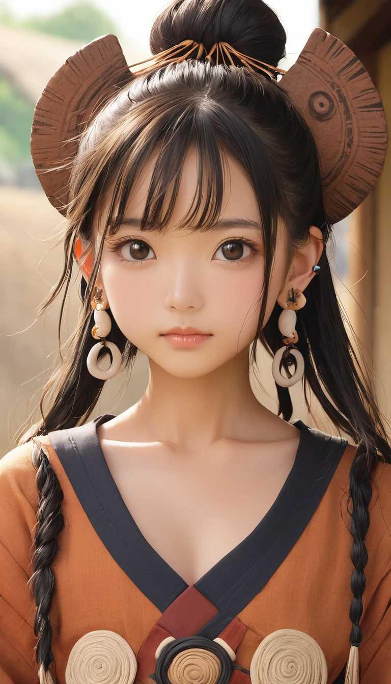 (masterpiece, Highest quality:1.2), One girl, alone,bony body、、Earrings、Jomon Period