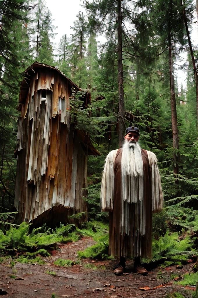 old man beard rustic forest in front