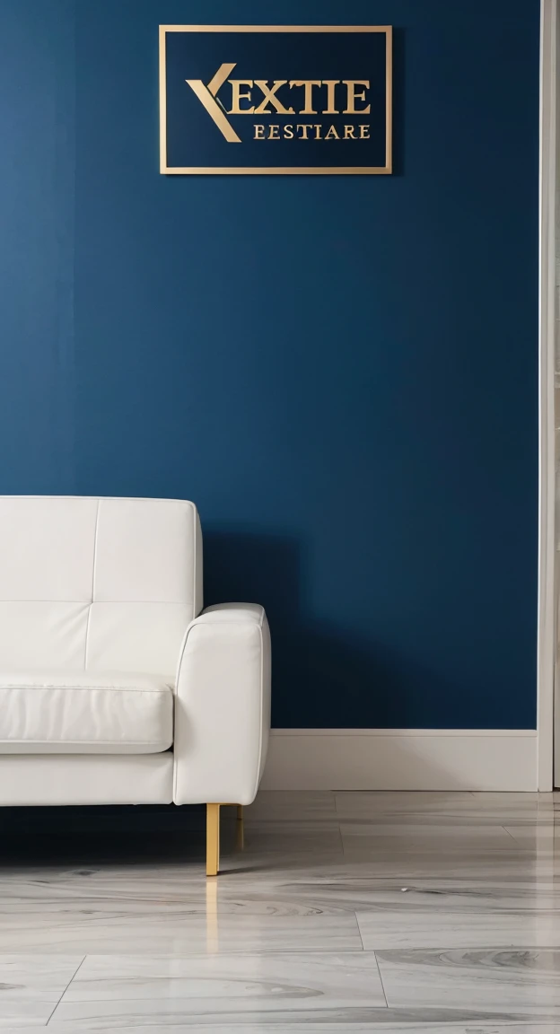 The logo of an real estate office is depicted in vibrant shades of blue, white, and gold. The image features a sleek and modern design that exudes professionalism and sophistication. The colors are harmoniously blended, creating a sense of elegance and luxury. The intricate detailing in the logo's design showcases meticulous craftsmanship and attention to detail. Overall, this high-quality image conveys a sense of trustworthiness and expertise, making it a perfect representation for a prestigious real estate agency.