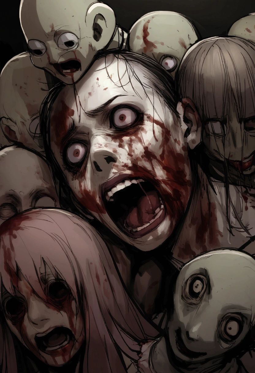 dark, horror, psycho, gore, creepy, blood, puppet, head split, disfigured, brutal, blood, bloody, violence, r18, insane