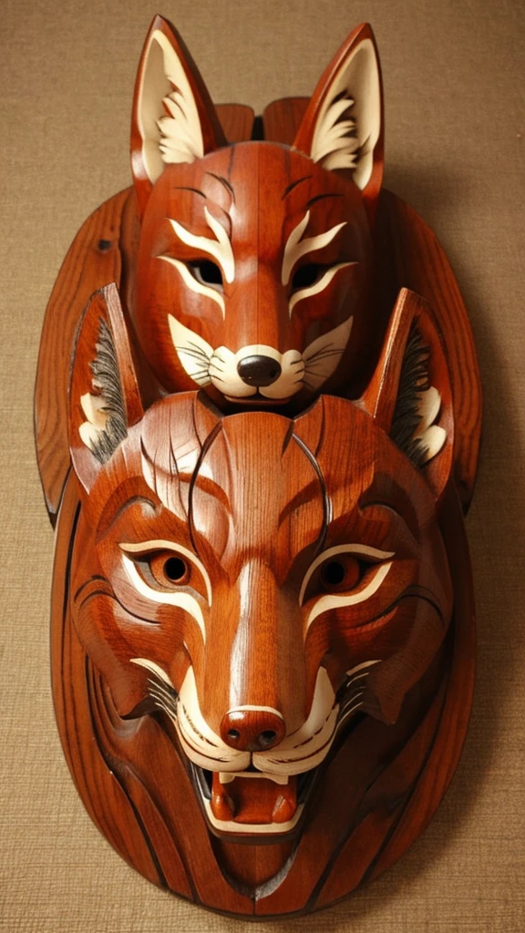 Japanese tradition、Carved wooden fox mask
