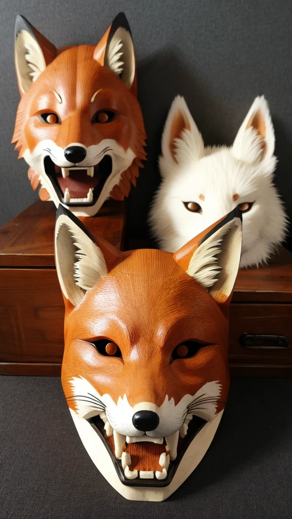 Japanese tradition、Carved wooden fox mask