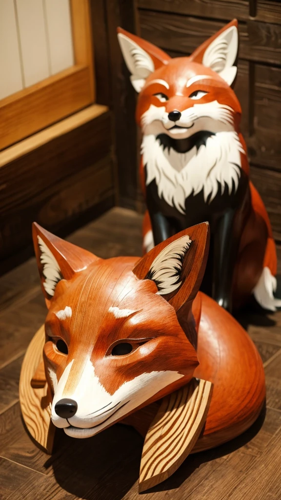 Japanese tradition、Carved wooden fox mask