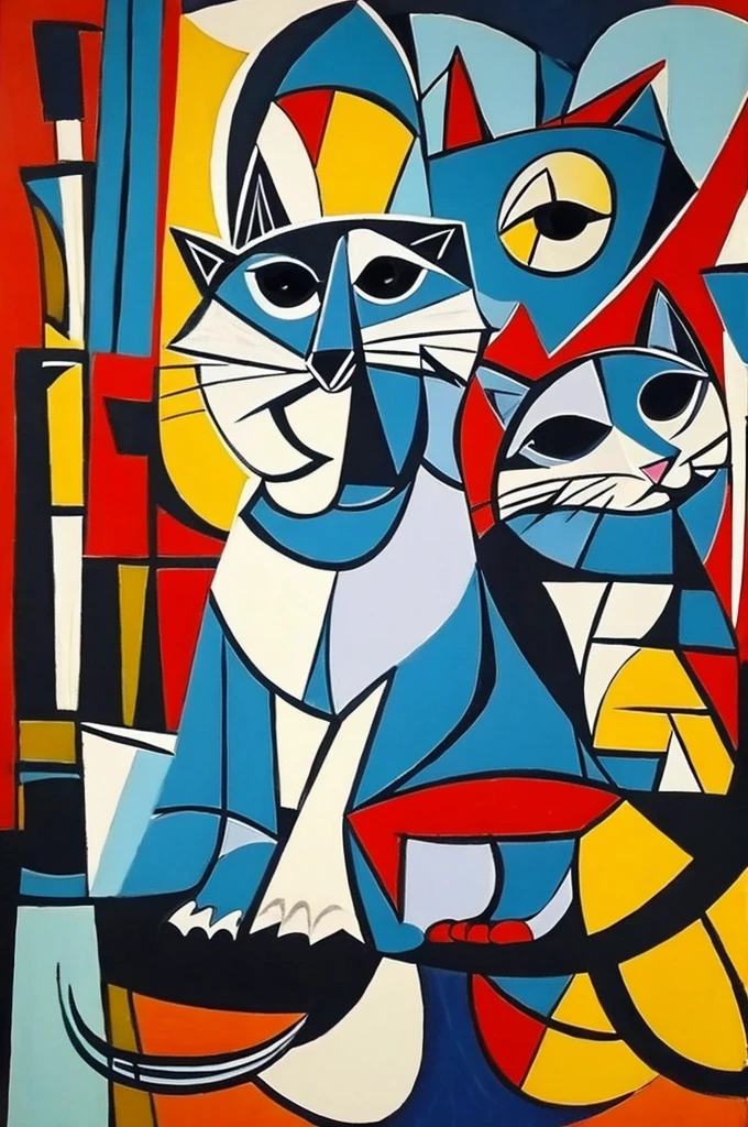 Picasso-esque cat painting