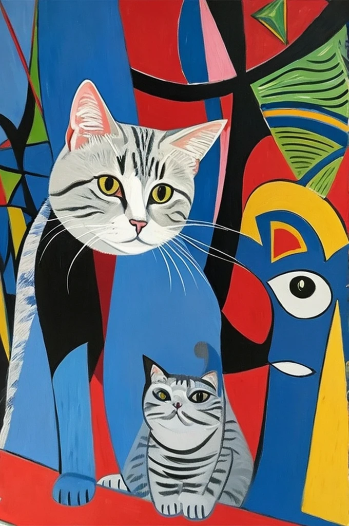 Picasso-esque cat painting