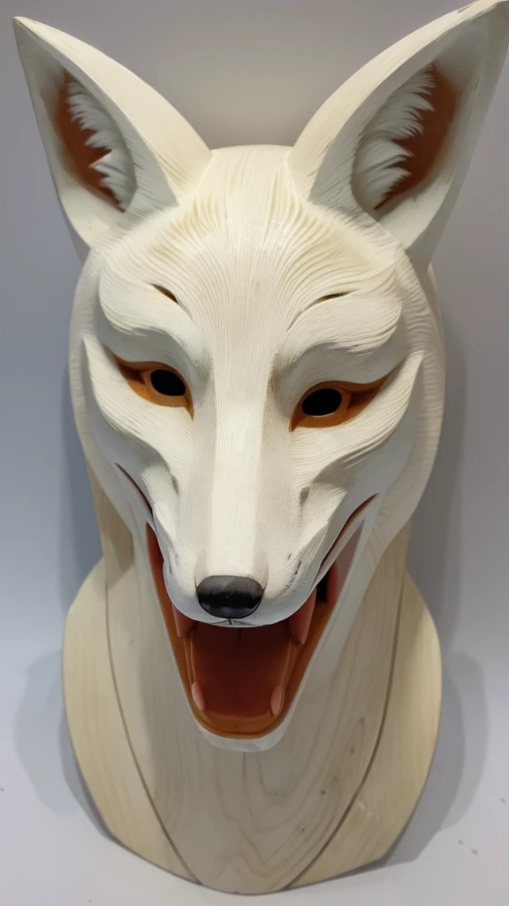 Japanese tradition、White wooden carved fox mask