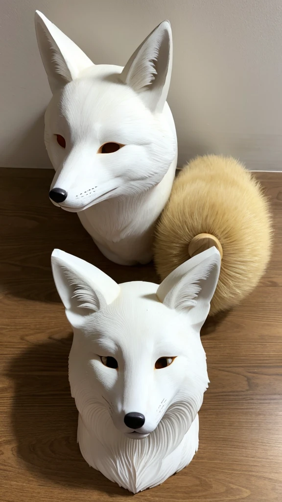 Japanese tradition、White wooden carved fox mask