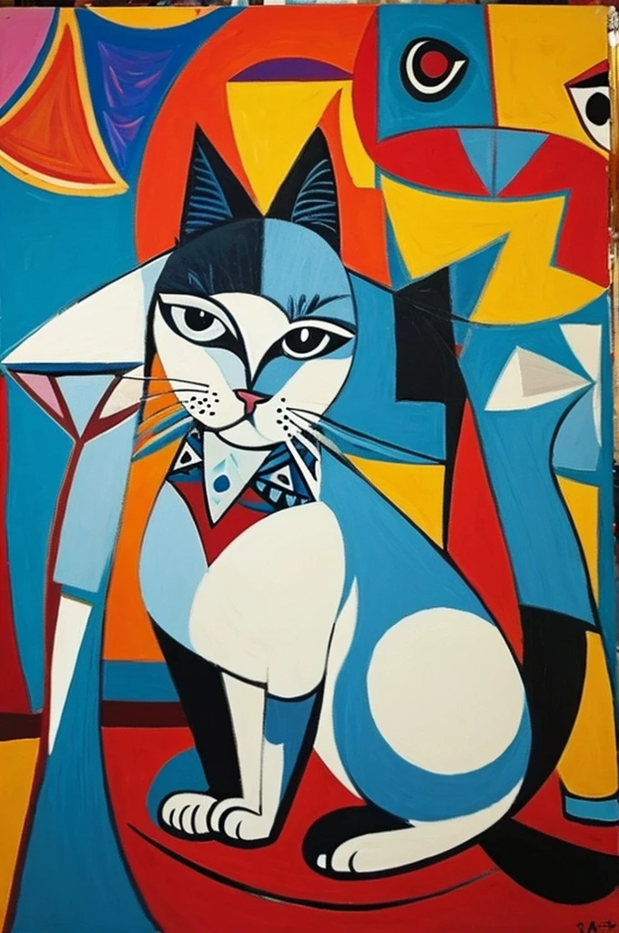 Picasso-esque cat painting