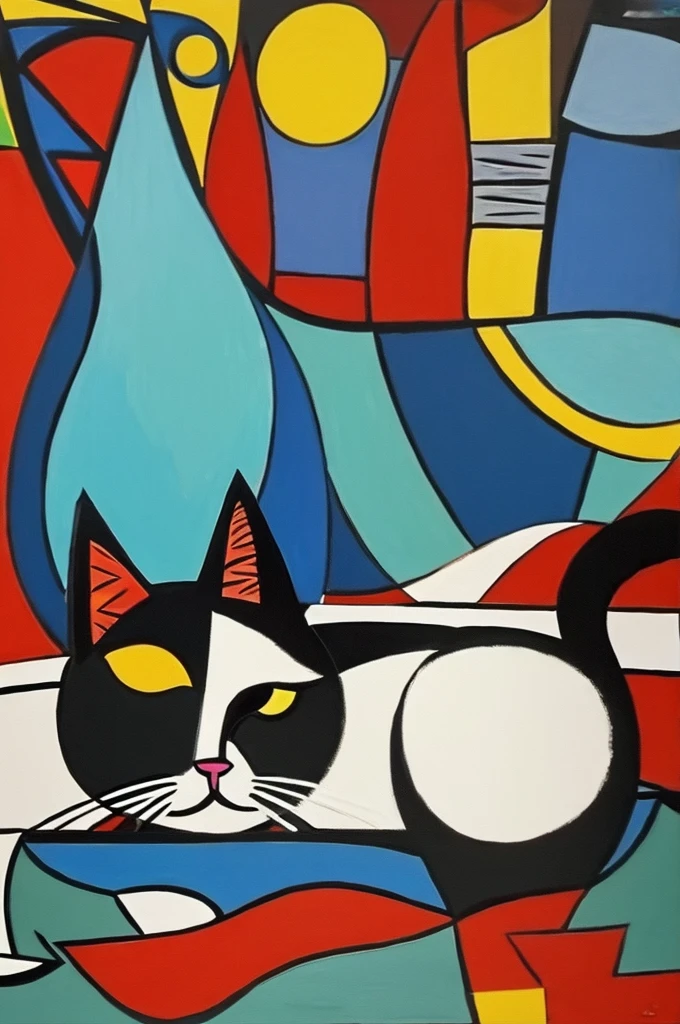 Picasso-esque cat painting