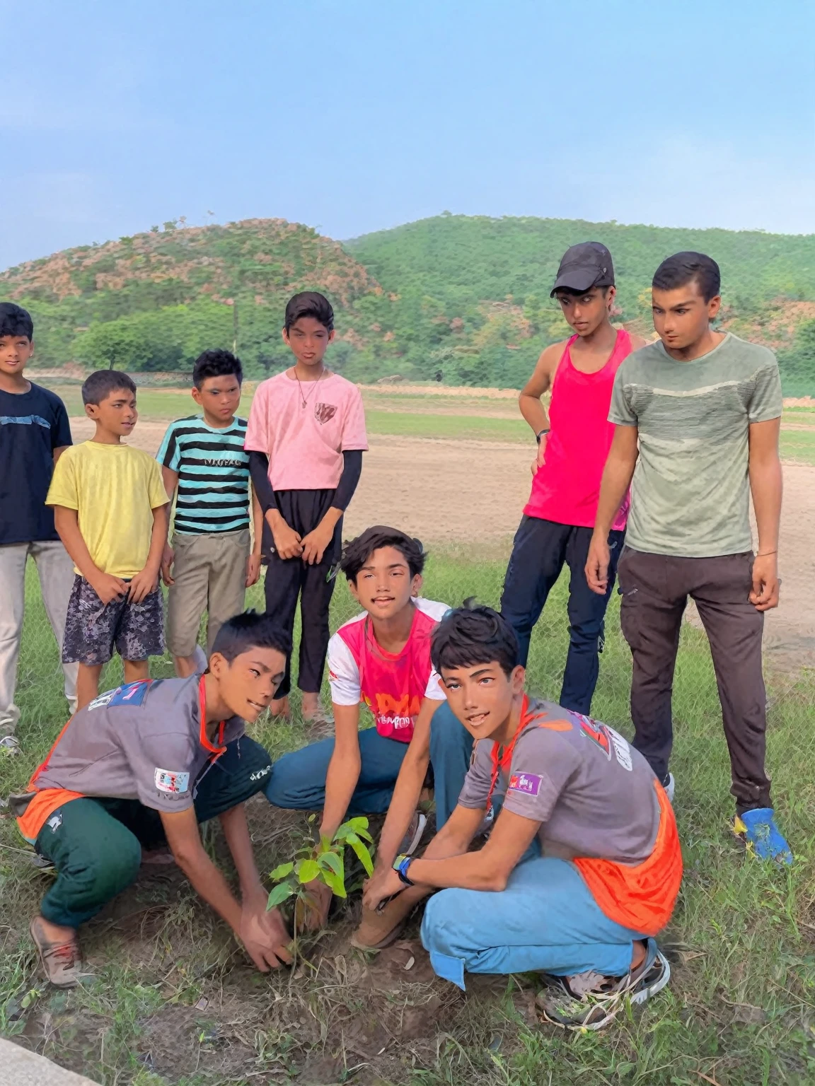 Five male teenagers