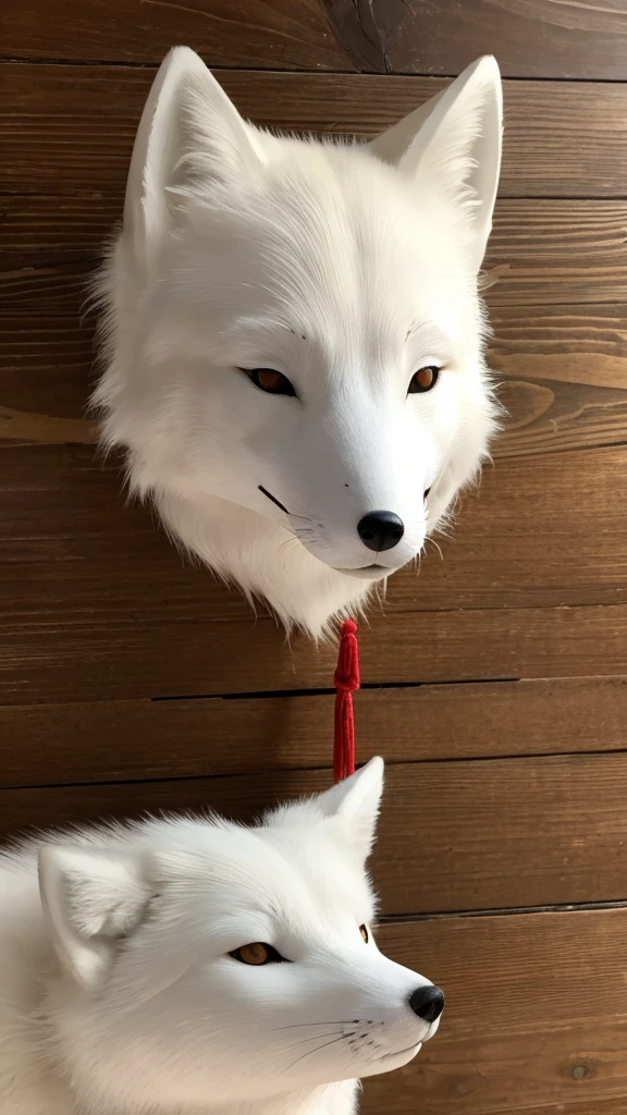 Japanese tradition、White wooden fox mask, face only