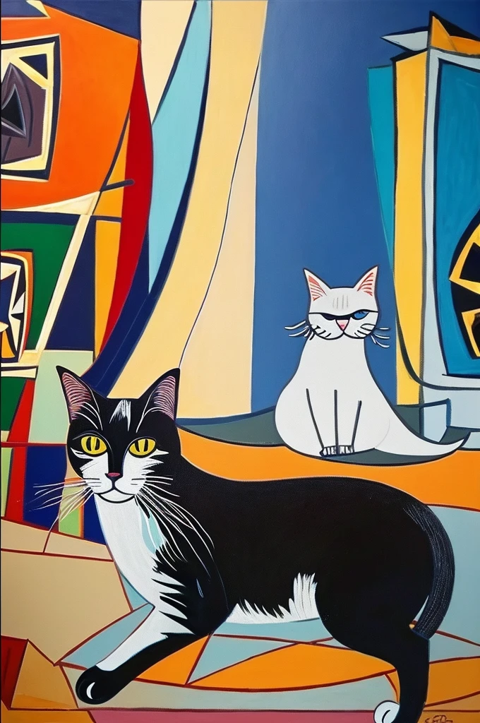 Picasso-esque cat painting