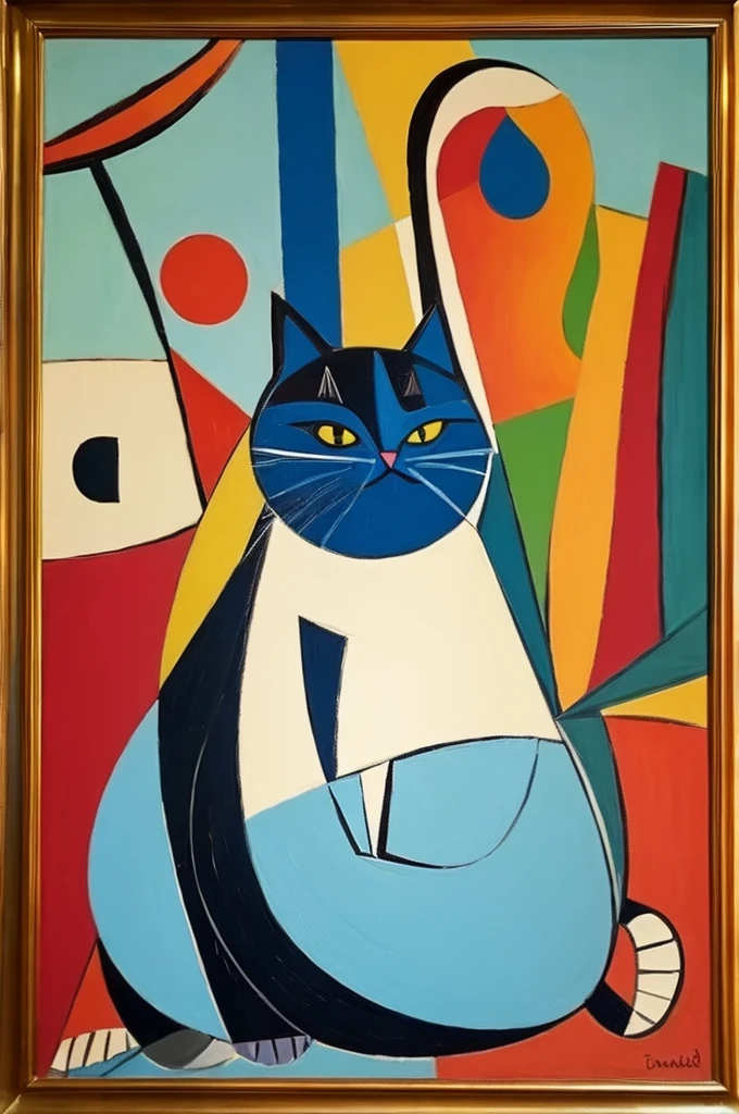 Picasso-esque cat painting