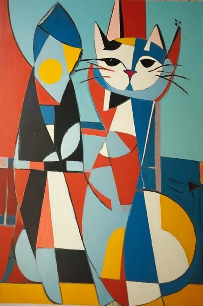 Picasso-esque cat painting