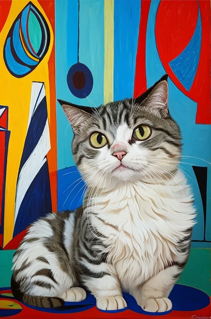 Picasso-esque cat painting