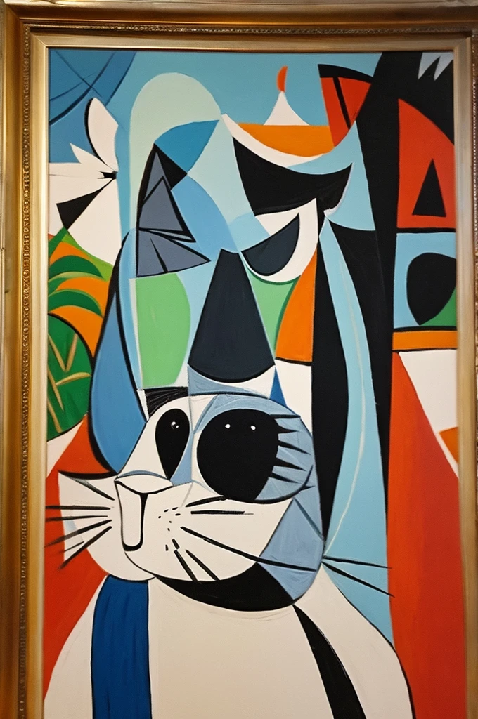 Picasso-esque cat painting