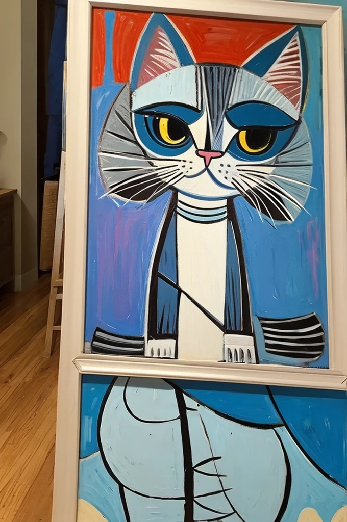 Picasso-esque cat painting