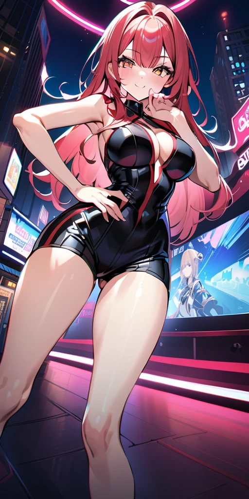 ((Highest quality、masterpiece、Anime Style、Highest quality、High resolution、8k、detailed、ultra-detailed:1.3))、Long legs、Sharp focus:1.2, Beautiful woman with perfect figure:1.4、(smile:1.2), double eyelid、30-year-old woman、Sexy pose、((((Shut your mouth.、One Woman)))),The background is tokyo、アヘ顔,