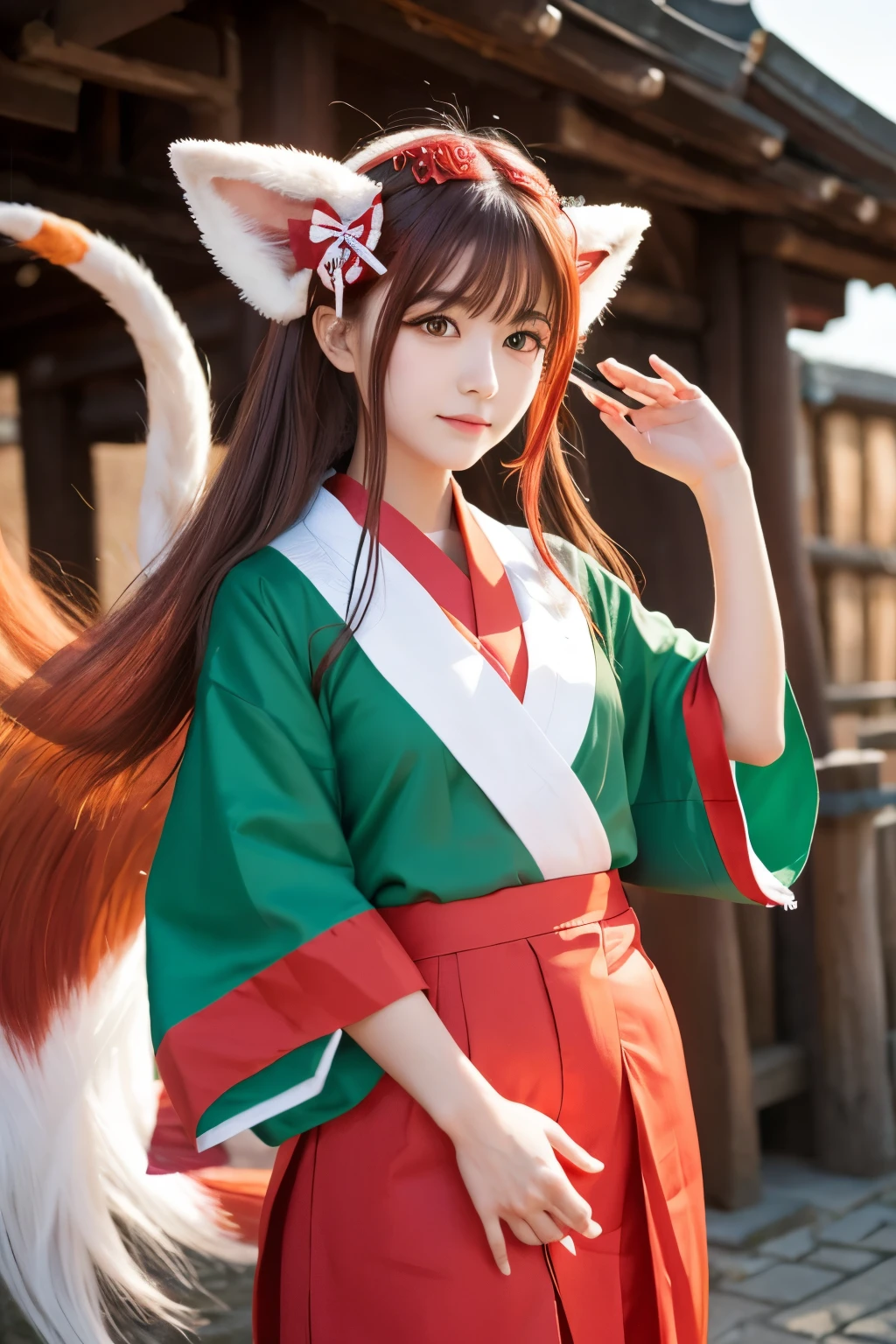Fox human girl Shrine maiden Nine-Tailed Fox