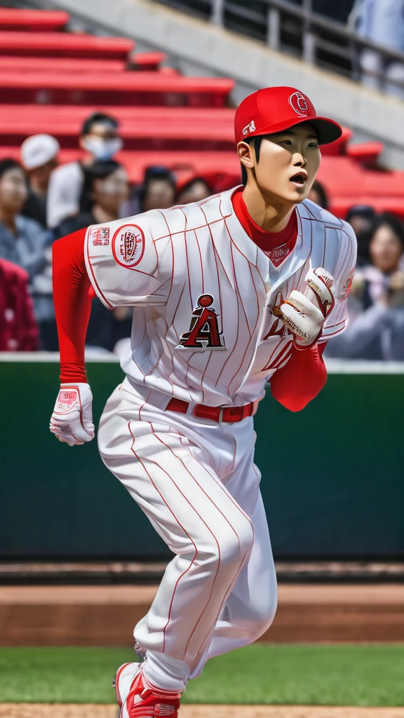 Shohei Ohtani、Highly detailed face and skin texture, Fine grain,
