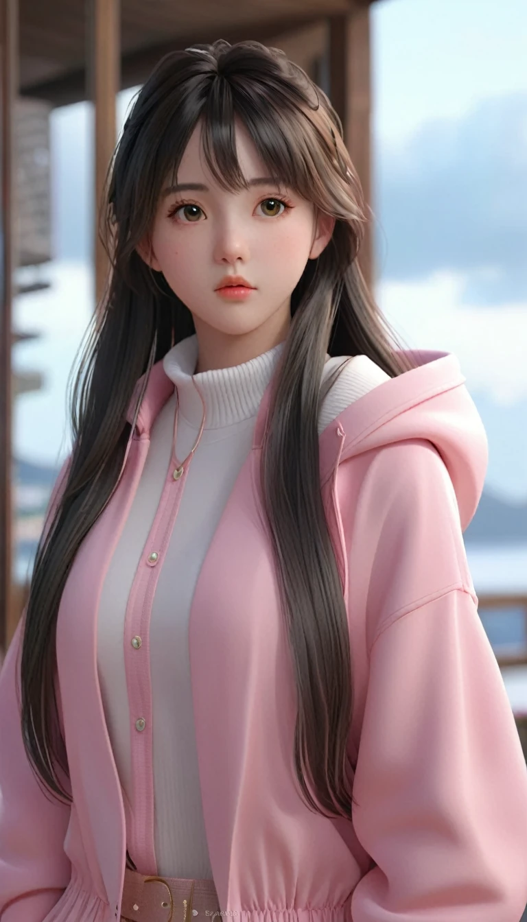 a close up of a person wearing a pink jacket and a pink hat, realistic anime 3 d style, 3 d anime realistic, trending on cgstation, realistic young anime girl, photorealistic anime girl render, anime styled 3d, photorealistic anime, artwork in the style of guweiz, realistic artstyle, anime style. 8k, realistic anime artstyle