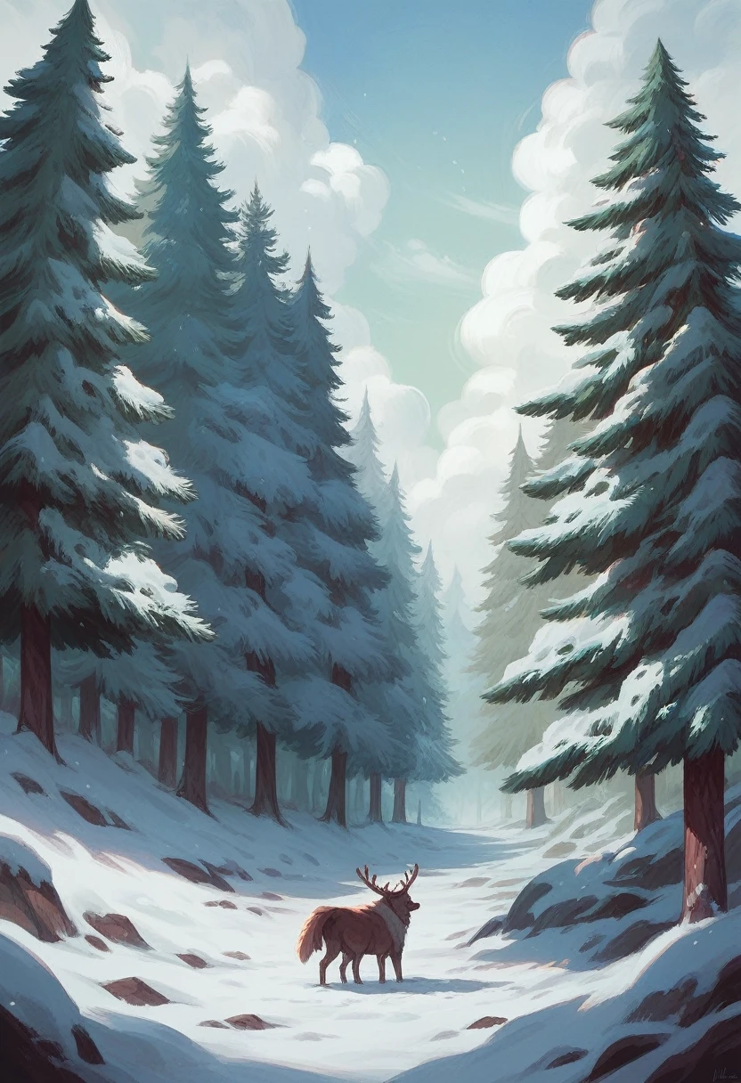 Black Christmas tree, detailed Christmas tree, pine tree, snowy pine tree, fantasy winter landscape, snow covered trees,