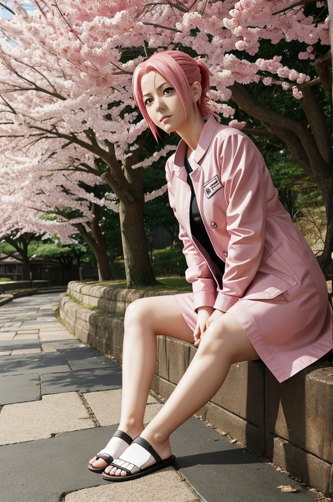 Create me an anime foot picture of Sakura haruno