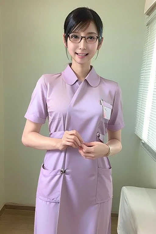 Highest quality、masterpiece、High sensitivity、High resolution、Detailed Description、Slender women、Glasses、Nurse uniform、