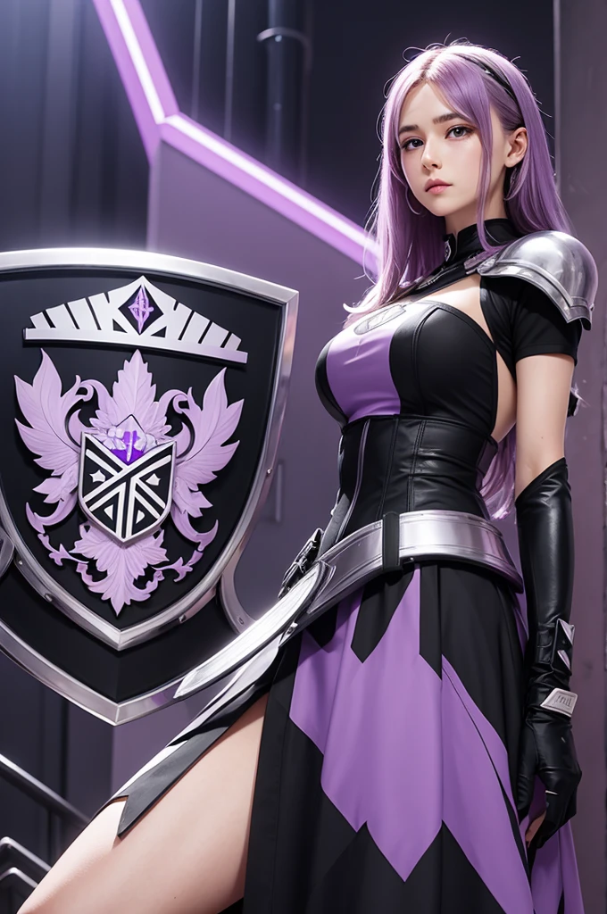 A shield in lilac and black with the name : 1st united order championship 