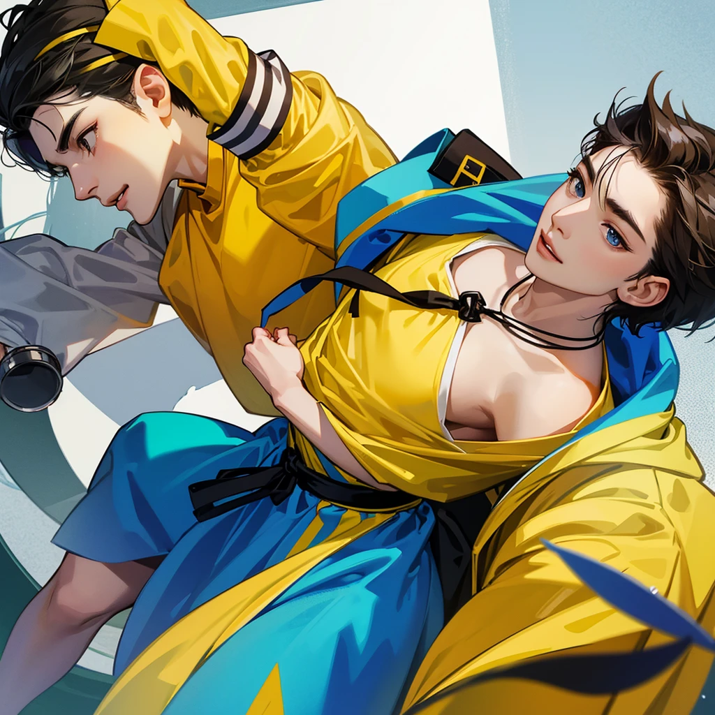 Master Men with MBTI、As a high school student wearing a yellow 。