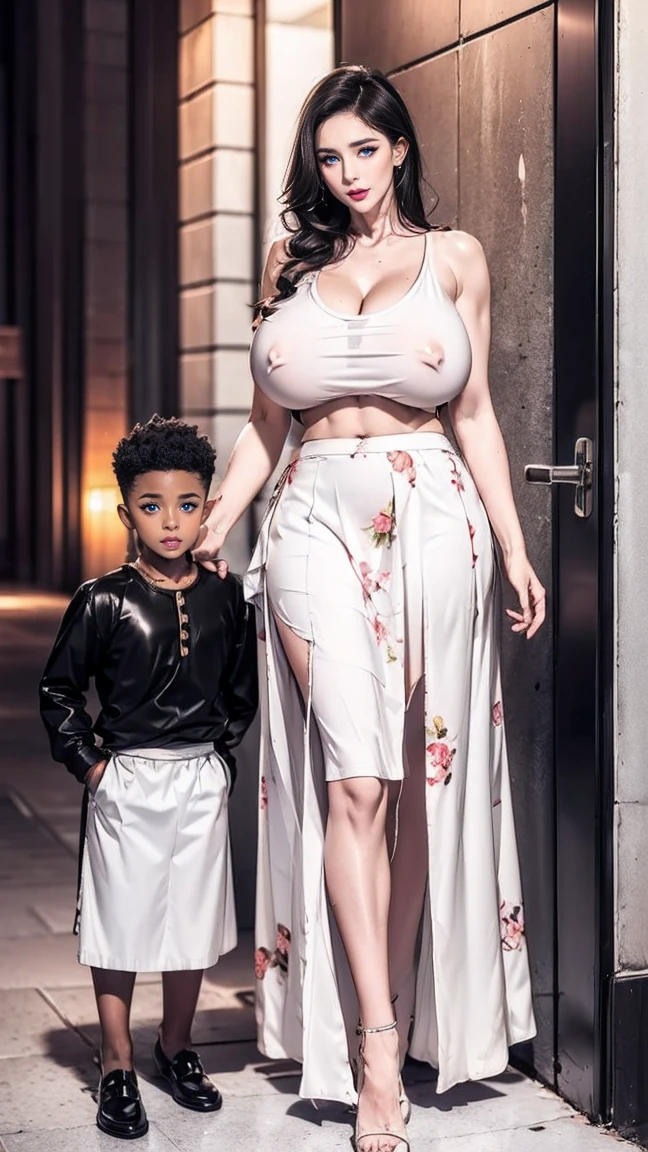 (ung man), (1 asian Mom), (Duet), A mom seduces a young blackman,(strong and naked black man,short pantuscle body,bodybuilder),(a young mom with big breasts,narrow waist,bare shoulders,(white long skirt dressed, floral print, naked,bare stomach,thick legs), European 40 year old milfs and th1 young black man r, best quality:1.4), (Ultra-high resolution:1.2), (8K, RAW photos:1.2), Laurena Lexis, (1 Mom, 1 son), Moms showing off their curves, bend down, Wearing sexy clothes and shorts, and their young son, Clear eyes, A mother and her young son, ((French Kiss)) kiss eachother
