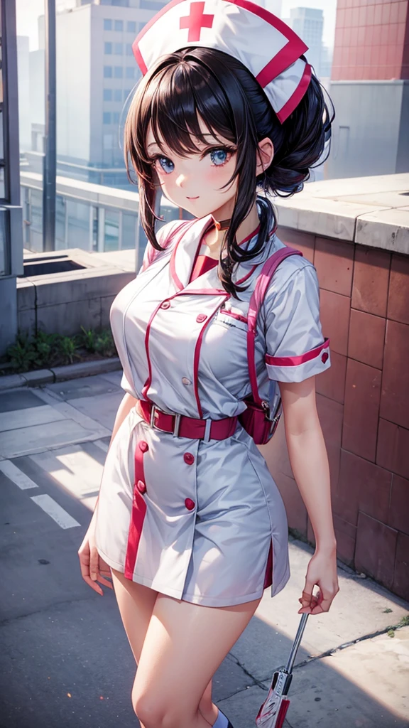 Beautiful anime girl, young, nurse lookbook
