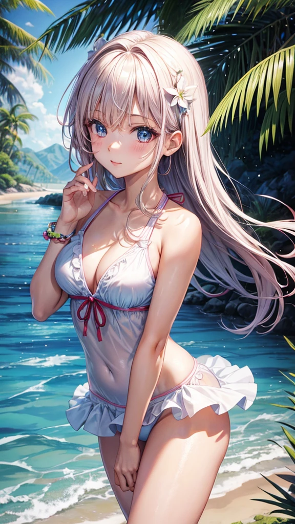 Beautiful anime girl, young, swimsuit lookbook